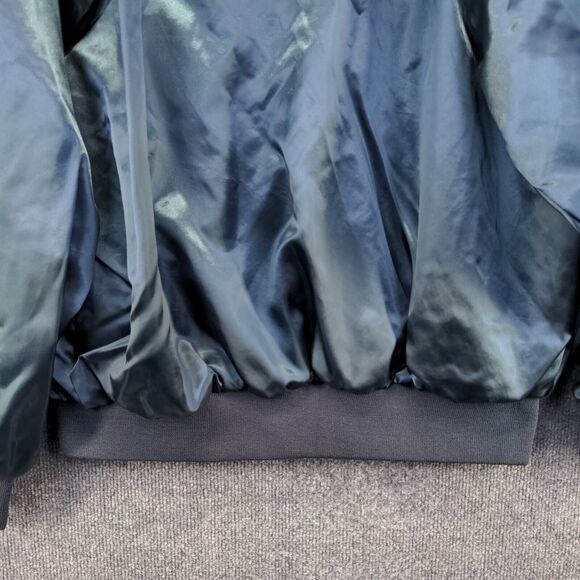 Men's Eagles Lodge #976 Bomber Jacket XXL Blue Snap Nylon Lined Vintage Made USA - Picture 8 of 13